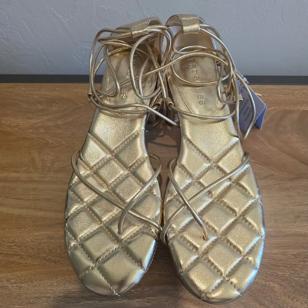 Aerosoles Caramia Sandals Womens 10 Soft Gold Metallic Platform Block Heel NWT